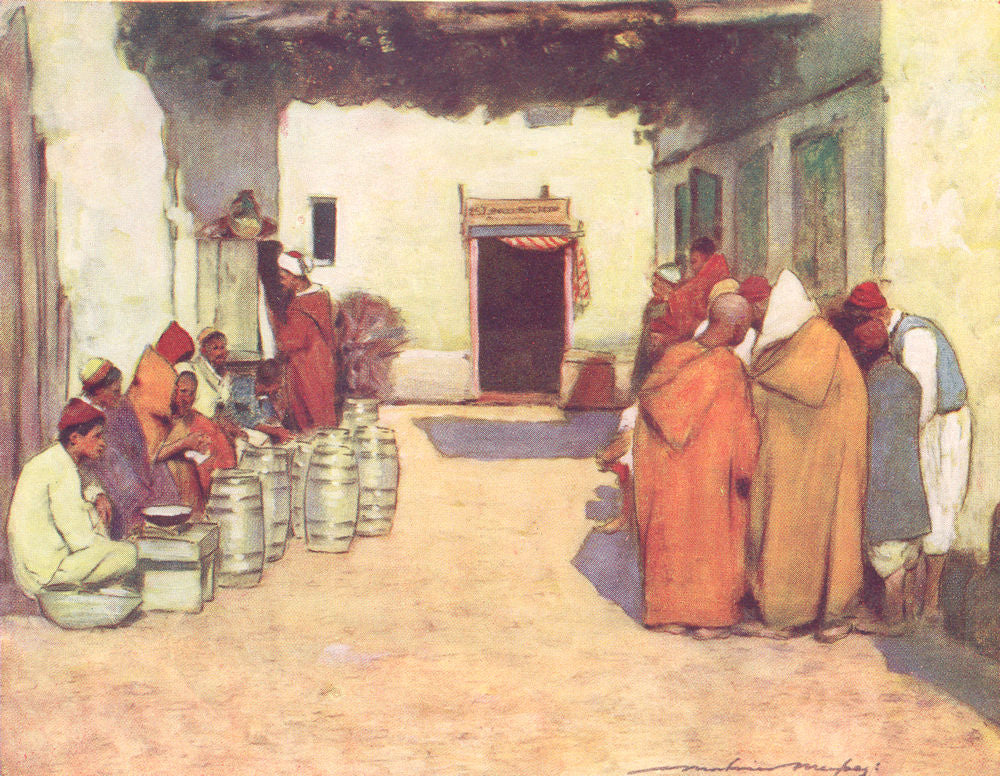 MOROCCO. A Courtyard, Morocco 1920 old antique vintage print picture